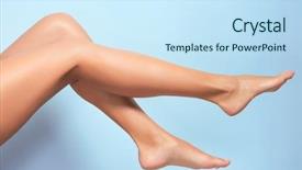  Presentation with light - Slide deck with sediment - female legs on light background background and a sky blue colored foreground