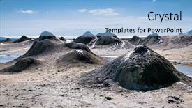  Presentation with volcano eruption - Theme with sediment - field with craters of mud background and a light blue colored foreground