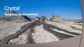  Presentation with volcano eruption - PPT layouts featuring sediment - field with craters of mud background and a teal colored foreground
