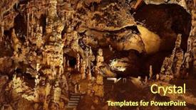  Presentation with cave - PPT theme featuring sediment - limestone formations inside a cave background and a tawny brown colored foreground