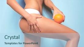  Presentation with color orange - Audience pleasing PPT theme consisting of sediment - young woman holding orange backdrop and a light blue colored foreground