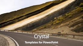  Presentation with layers of soils - Amazing PPT theme having sediment layers near de road backdrop and a violet colored foreground