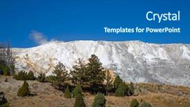  Presentation with hot springs - PPT theme featuring sedimentary rocks - mammoth hot springs background and a ocean colored foreground
