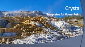  Presentation with hot springs - Slide deck enhanced with sedimentary rocks - mammoth hot springs background and a teal colored foreground