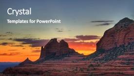  Presentation with desert night sky - Beautiful presentation theme featuring desert night sky - sunset at red rocks backdrop and a ocean colored foreground