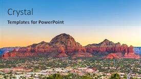  Presentation with arizona - PPT theme enhanced with sedona-arizona-usa-downtown-cityscape background and a light blue colored foreground