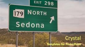  Presentation with arizona - Slides enhanced with sedona road sign in arizona usa background and a tawny brown colored foreground
