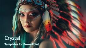  Presentation with tribal - Presentation design with seductive indian woman with colorful background and a ocean colored foreground