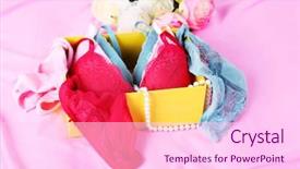  Presentation with bed - PPT theme consisting of seductive lingerie in present box background and a pink colored foreground