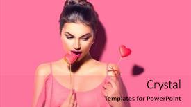  Presentation with pink beauty - Beautiful PPT layouts featuring seductive young woman valentines day backdrop and a coral colored foreground
