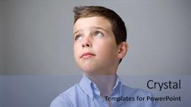  Presentation with dog baby cute child - PPT theme featuring see again - cute child looks up background and a teal colored foreground