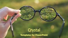  Presentation with vision - Presentation design enhanced with see clearly - vision concept glasses in hand background and a tawny brown colored foreground