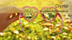  Presentation with vision - Beautiful presentation theme featuring see clearly - vision concept glasses in hand backdrop and a yellow colored foreground