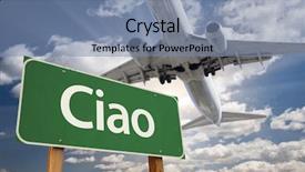  Presentation with later - Slides consisting of see later - ciao green road sign background and a seafoam green colored foreground