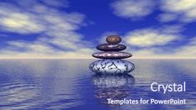  Presentation with balanced stones - PPT layouts enhanced with see more in my portfolio background and a ocean colored foreground