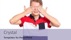  Presentation with child teen - Slide deck with see-no-evil-concept-portrait background and a coral colored foreground