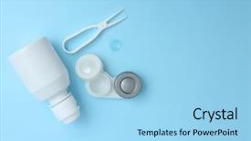  Presentation with case - Presentation theme with see top - case for contact lenses tweezers background and a light blue colored foreground