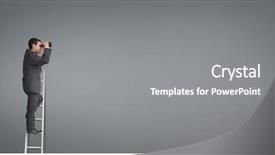  Presentation with grey - Slide set consisting of see top - man looking through binoculars background and a gray colored foreground