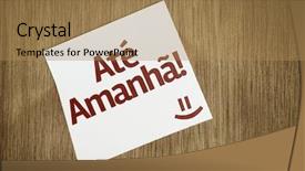  Presentation with note - Presentation theme having see you tomorrow in portuguese background and a coral colored foreground