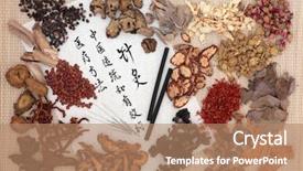  Presentation with chinese medical - Beautiful slides featuring seed bitterness - chinese medicinal herb ingredients acupuncture backdrop and a coral colored foreground