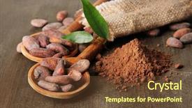  Presentation with cocoa seed - PPT theme enhanced with seed bitterness - cocoa beans in spoons background and a tawny brown colored foreground