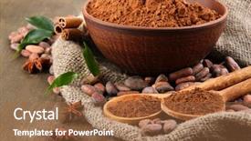  Presentation with cocoa seed - Presentation theme enhanced with seed bitterness - cocoa powder and cocoa beans background and a tawny brown colored foreground