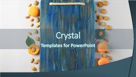  Presentation with wooden board for oktoberfest - PPT theme having seed bitterness - composition of apricots with kernels background and a ocean colored foreground