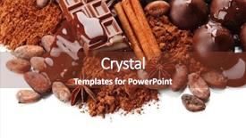  Presentation with white chocolate - Colorful slides enhanced with manufacturing decline - metallic pipes isolated on white backdrop and a light gray colored foreground