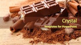  Presentation with coffee and sweet chocolate brownies - Cool new presentation design with seed bitterness - composition of chocolate sweets cocoa backdrop and a  colored foreground