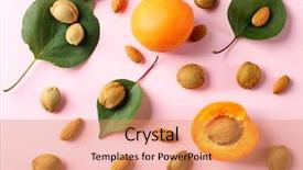  Presentation with color - Audience pleasing presentation theme consisting of seed bitterness - composition with apricots and kernels backdrop and a coral colored foreground