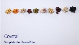  Presentation with beans legumes - Amazing PPT theme having seed black soybean - different legumes - lentils beans backdrop and a sky blue colored foreground