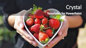 Presentation with shape heart - Slide deck enhanced with strawberries in heart shape bowl background and a dark gray colored foreground
