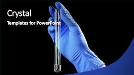  Presentation with soil test - Slides featuring soil microbiology - female hand in blue glove background and a black colored foreground