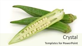  Presentation with okra - Presentation theme having fresh young okra isolated background and a soft green colored foreground