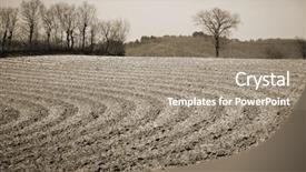  Presentation with crops - Presentation theme featuring seedbed - ploughed fields ready for planting background and a  colored foreground