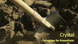  Presentation with ground handling - Amazing PPT theme having seedbed - shovel in the ploughed ground backdrop and a tawny brown colored foreground