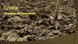  Presentation with ground subsidence - Cool new PPT theme with seedbed - shovel in the ploughed ground backdrop and a tawny brown colored foreground