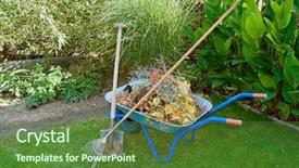  Presentation with work - Beautiful presentation theme featuring seedbed - work on autumnal garden backdrop and a tawny brown colored foreground