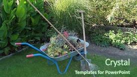  Presentation with work the word in your life - Amazing PPT theme having seedbed - work on autumnal garden backdrop and a ocean colored foreground