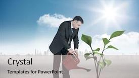  Presentation with object detection using deep neural networks - Beautiful slide deck featuring seedling desert - mature businessman using watering can backdrop and a  colored foreground