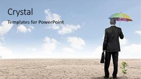  Presentation with seedling - Slide deck enhanced with seedling desert - rear view of businessman background and a  colored foreground