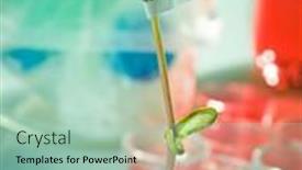  Presentation with barcode - Presentation design featuring seedling-of-genetically-modified-plants background and a mint green colored foreground