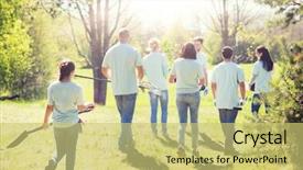  Presentation with garden tools - Slide set with seedlings and garden tools walk background and a  colored foreground