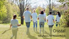  Presentation with garden tools - Presentation theme having seedlings and garden tools walk background and a yellow colored foreground