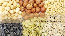  Presentation with oil seeds - PPT theme consisting of seeds and nuts with collection background and a yellow colored foreground