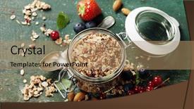  Presentation with food breakfast clean food - Audience pleasing slides consisting of seeds on dark background backdrop and a coral colored foreground