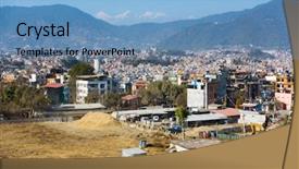  Presentation with kathmandu - Audience pleasing theme consisting of seen from a vantage point backdrop and a teal colored foreground
