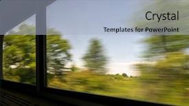  Presentation with green abstract - Theme consisting of seen from a window train background and a light blue colored foreground