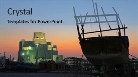  Presentation with islamic art - Presentation design enhanced with seen from the dhow repair background and a light blue colored foreground