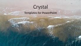  Presentation with blue waves - Amazing PPT theme having seen from top view seashore backdrop and a light gray colored foreground
